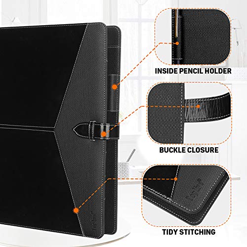 Toplive Padfolio 3 Ring Binder Organizer Business Portfolio Folder for Women, A4/ Letter Size PU Leather Professional Portfolio Padfolio for Interview Conference Presentation, Black - Image 5