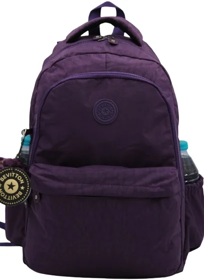 Bevitton Crinkle Waterproof Fabric School Backpack 2200 Purple