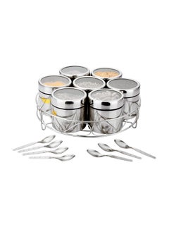 Maru Stainless Steel 7-in-1 Kitchen Storage Container Set with Round Wire Stand-350ml Multipurpose Containers with Durable See-Through Threaded Lids, Ideal for Organizing Spices, Herbs, and Dry Fruits - pzsku/ZB1FF10EDFF6CCF06358DZ/45/_/1738306699/fb4a027d-5485-4b8e-900d-77b98e2c6007