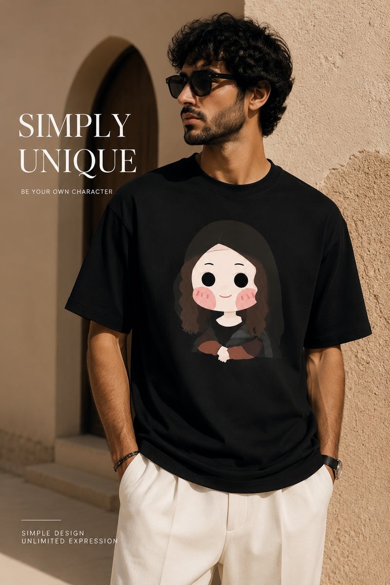 Men's Black Oversized Le Petit Prince Graphic T-Shirt Casual Short Sleeve Streetwear Tee - Image 5