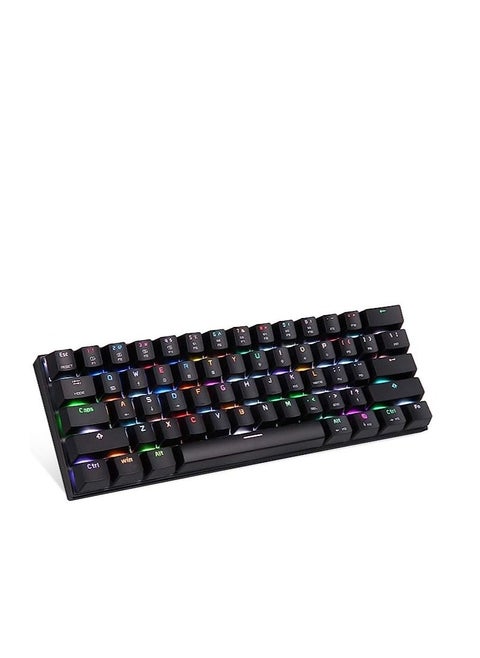 Motospeed Wired/Wireless Bluetooth Mechanical Gaming Keyboard CK62 60% Compact 61 Keys RGB Backlit Type-C Gaming/Office Keyboard for PC/Mac/Linux/iPad/iPhone/Smartphone/Laptop Red Switch(Black)