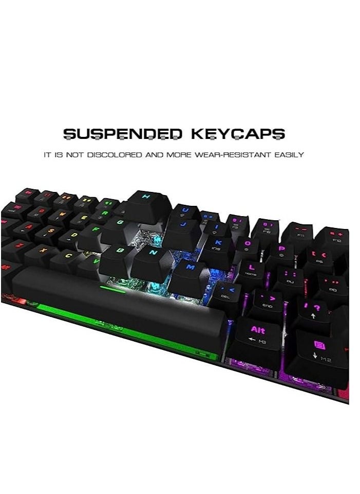 Motospeed - Motospeed Wired/Wireless Bluetooth Mechanical Gaming Keyboard CK62 60% Compact 61 Keys RGB Backlit Type-C Gaming/Office Keyboard for PC/Mac/Linux/iPad/iPhone/Smartphone/Laptop Red Switch(Black) - Image 1