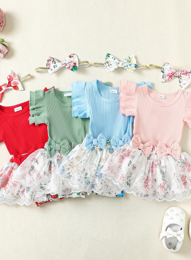 Mioglrie Preemie Clothes Girl Newborn Girl Outfits Infant Baby Girl Clothes Summer Baby Girl Outfits Green Floral Dress Baby Girls' Clothing - Image 5