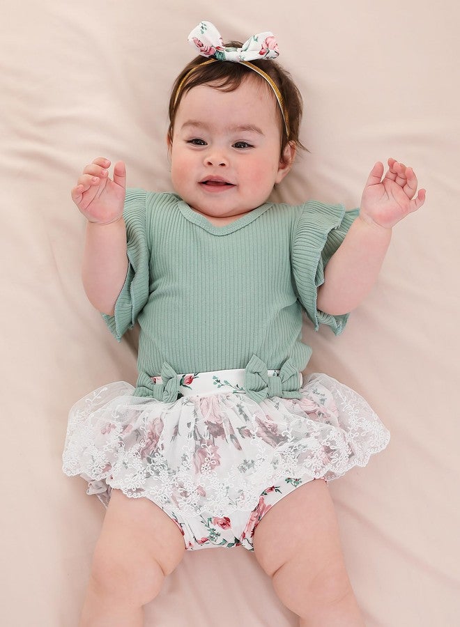 Mioglrie Preemie Clothes Girl Newborn Girl Outfits Infant Baby Girl Clothes Summer Baby Girl Outfits Green Floral Dress Baby Girls' Clothing - Image 2