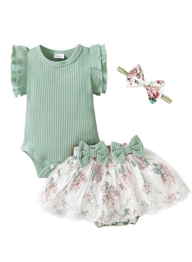 Mioglrie Preemie Clothes Girl Newborn Girl Outfits Infant Baby Girl Clothes Summer Baby Girl Outfits Green Floral Dress Baby Girls' Clothing - Image 1