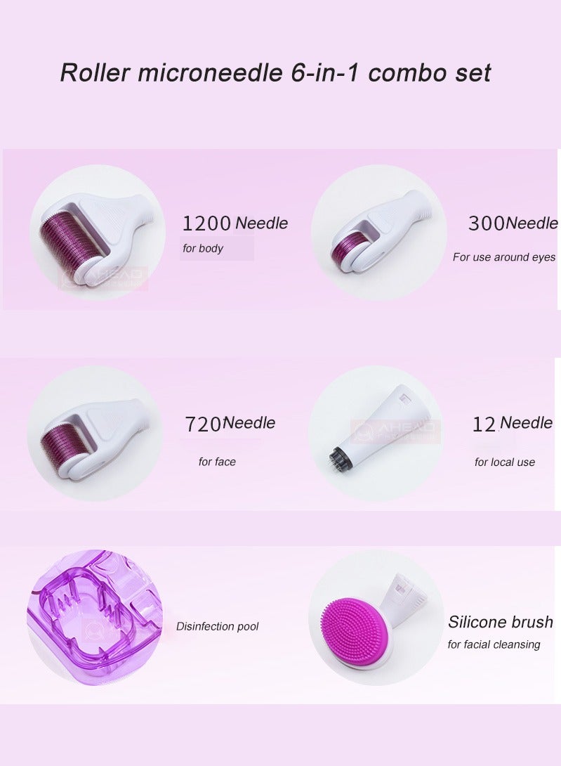 MYONE 6 in 1 Micro Needle Roller Kit White/Pink - Image 3