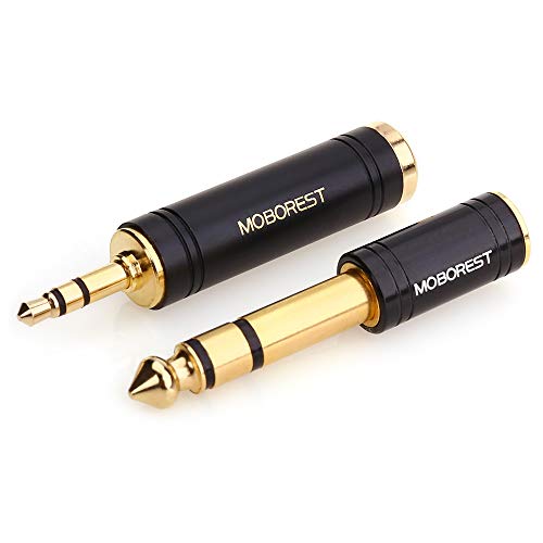 MOBOREST 3.5mm M to 6.35mm F Stereo Pure Copper Adapter, 1/8 Inch Plug Male to 1/4 Inch Jack Female Adapter, Can be Used Conversion Headphone adapte, amp adapte, Black Fashion 2-Pack - Image 5