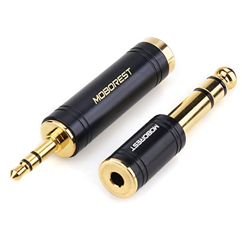 MOBOREST 3.5mm M to 6.35mm F Stereo Pure Copper Adapter, 1/8 Inch Plug Male to 1/4 Inch Jack Female Adapter, Can be Used Conversion Headphone adapte, amp adapte, Black Fashion 2-Pack - Image 2