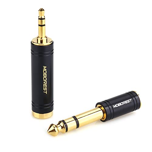 MOBOREST 3.5mm M to 6.35mm F Stereo Pure Copper Adapter, 1/8 Inch Plug Male to 1/4 Inch Jack Female Adapter, Can be Used Conversion Headphone adapte, amp adapte, Black Fashion 2-Pack - Image 3