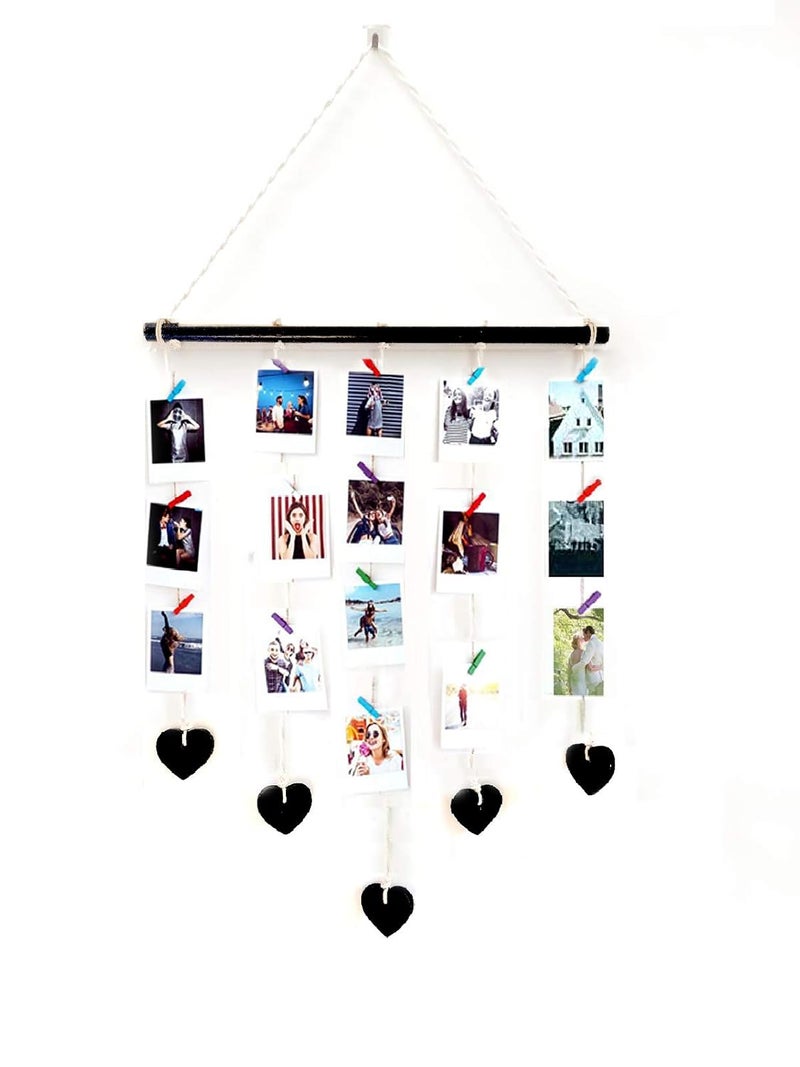 VAH Picture Photo Frame for Wall Decor Photos Pictures Organizer Hanging Photo album with Wood Clips Wall Hanging with Wall Dcor - Image 1