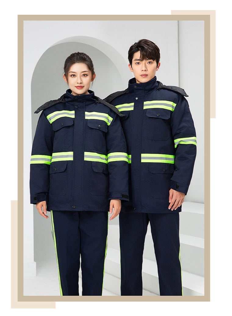 NIBEMINENT Winter Warm Work Clothing Cold-proof Jumpsuit Cotton-padded Repairman Overalls Work Clothes For  Thicken Outdoor Reflective - Image 1