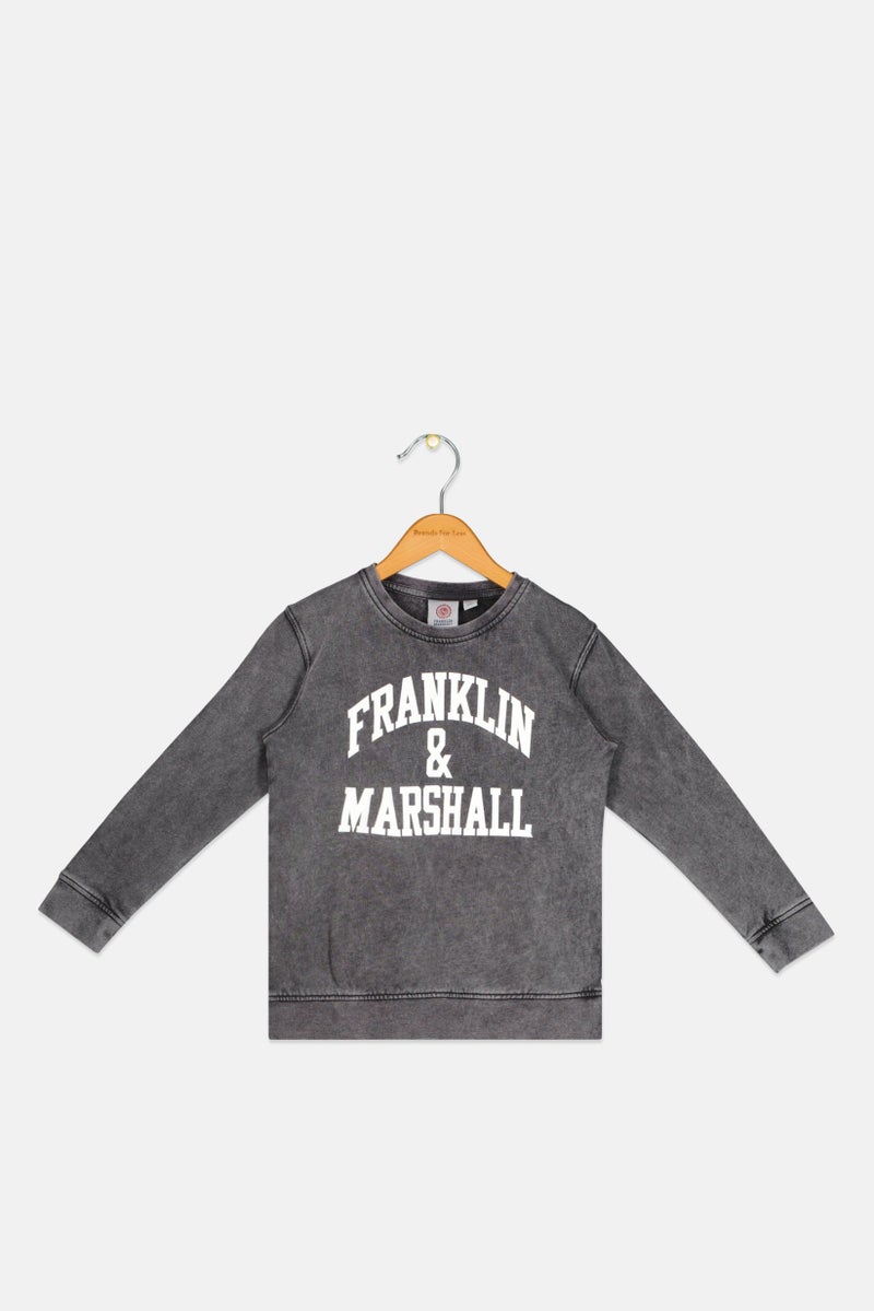 Franklin Marshall Kids Boy Sportswear Fit Long Sleeve Outdoor Sweatshirt, Dark Grey - Image 1