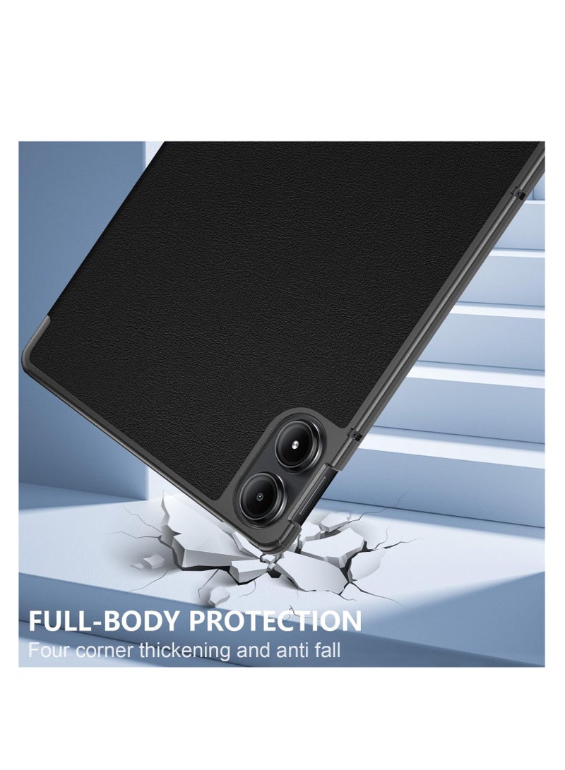 SOLARAE Case for Xiaomi Redmi Pad Pro 12.1 Inch 2024, Slim Protective Case, PU Leather Smart Cover with Auto Sleep/Wake, Black - Image 4