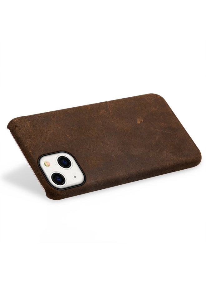 Generic Digital Computer/iphone Protective Case/iphone Cover - Pu Leather Embossed Floral Design Walnut Wood Frame-Color:Brown [first Layer Cowhide]]-Applicable Model:iPhone 16pro  - Image 4