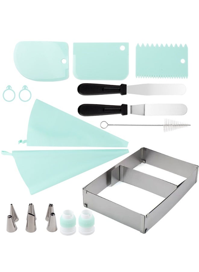 هومستر 19 قطعة مجموعة أدوات تزيين الكيك - أدوات خبز احترافية مع أطراف التزيين، أكياس حلواني، ملمس ومقابس، مجموعة كاملة لمستلزمات المعجنات - Image 1