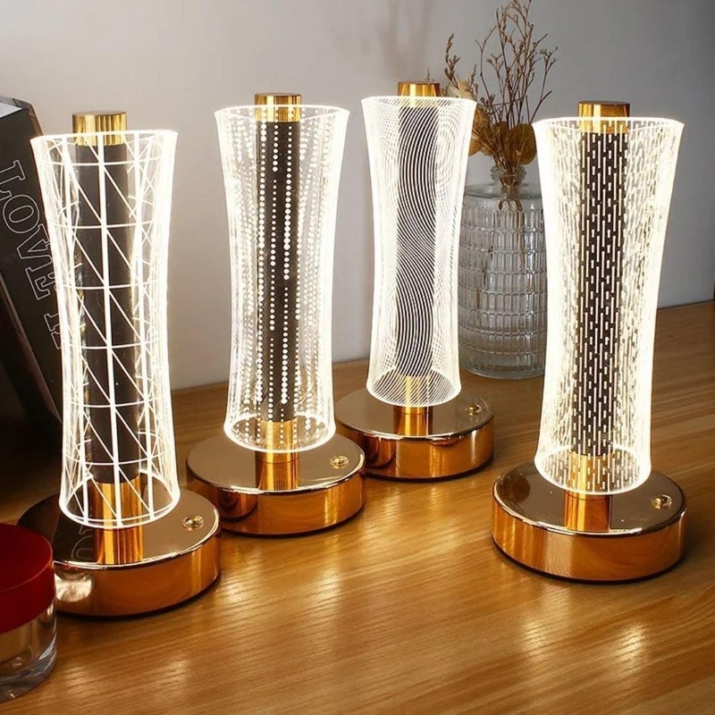 3D Art Design LED Table Lamp Gold Base Decorative Table Lamp Elegant Indoor Lighting