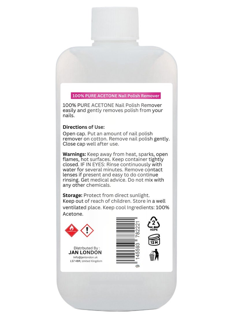 JAN LONDON - 100% Pure Acetone Nail Polish Remover for UV/LED Gel, Acrylic Nails, and Nail Varnish Soak Off – Professional Strength, Fast-Acting Formula, 100ml - Image 1
