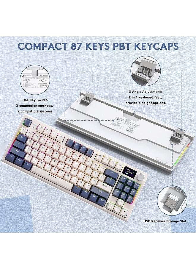 Attack Shark - K86 RGB 75% Wireless Mechanical Keyboard,Triple Mode Bluetooth5.0/2.4G/USB-C 87 Keys Hot Swappable Gaming Keyboard,Knob & TFT Screen Display - Image 1