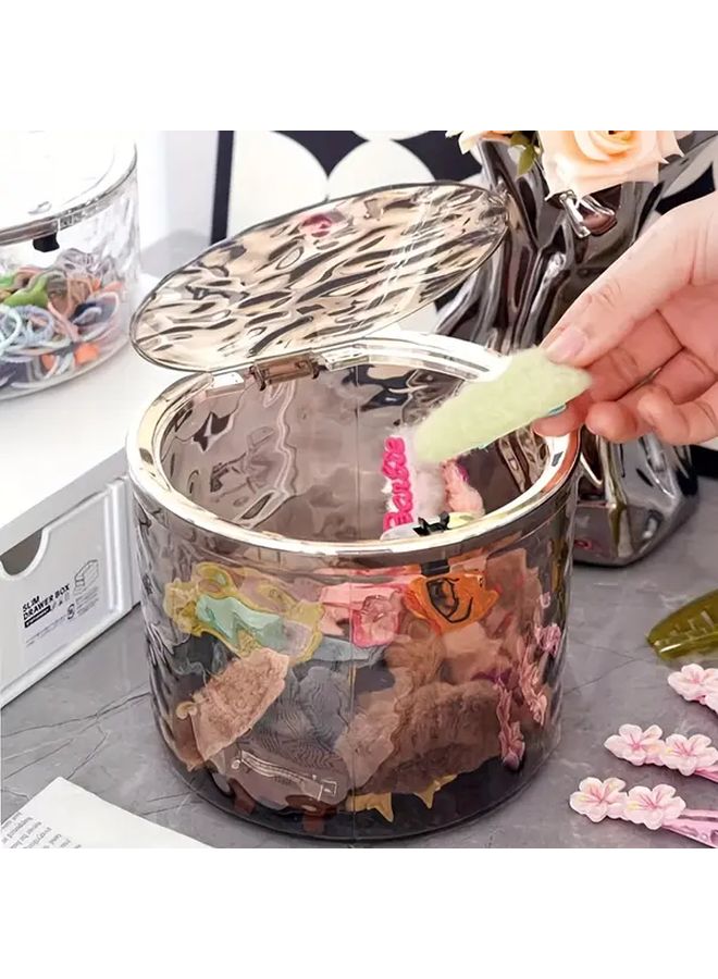 Transparent White Portable Desktop Makeup Trash Can With Pop Up Lid - Image 4