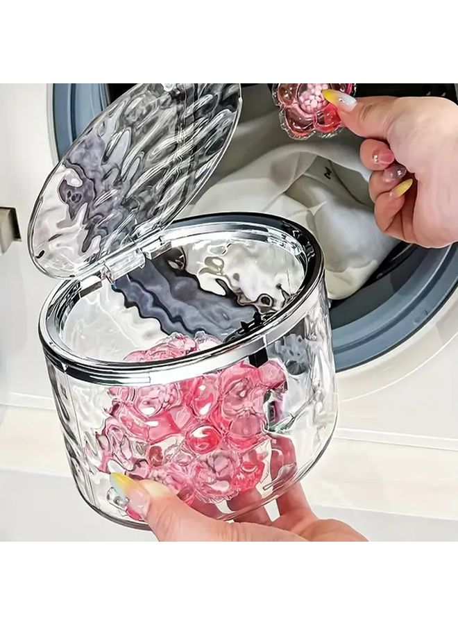 Transparent White Portable Desktop Makeup Trash Can With Pop Up Lid - Image 5