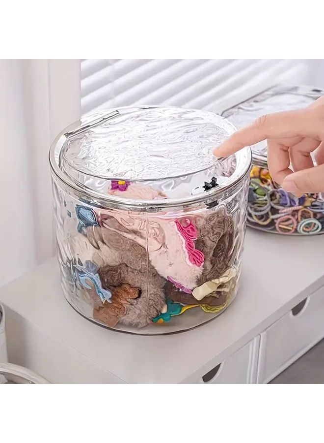 Transparent White Portable Desktop Makeup Trash Can With Pop Up Lid - Image 1