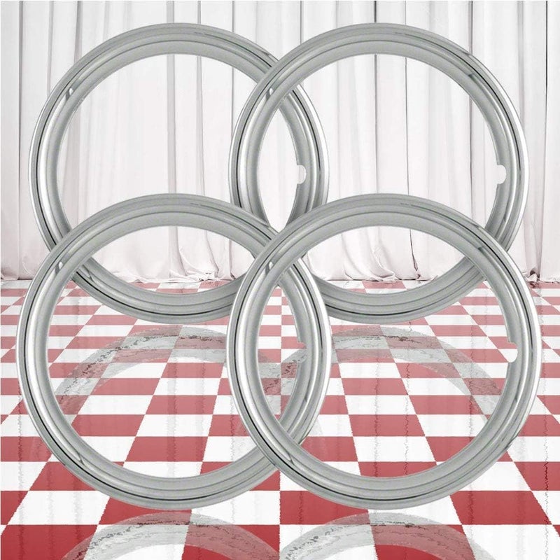 Brighter Design Set of 4 16" SS Chrome 1 1/2" Deep Wheel Trim Rings - Image 1