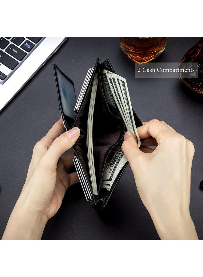 BULLCAPTAIN BULLCAPTAIN Large Capacity Genuine Leather Bifold Wallet/Credit Card Holder for Men with 15 Card Slots QB-027 (Black)  - Image 4