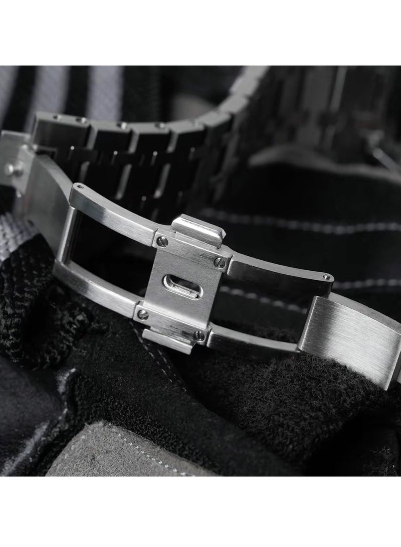 AROAQ GA2100 Metal Watch Band Case Replacement Kit, Stainless Steel Strap Bezel Accessories, Frosted Surface Stainless Steel Bracelet Case Mod For Shock, (Frost Gold Black Shell Steel Belt) - Image 3