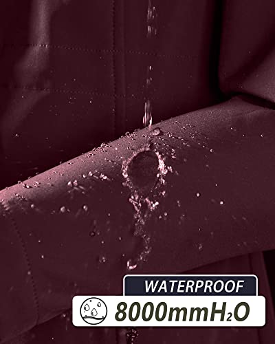 33,000ft Women's Softshell Long Jacket with Hood Fleece Lined Windproof Warm up Waterproof Windbreaker - Image 4