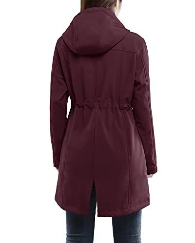 33,000ft Women's Softshell Long Jacket with Hood Fleece Lined Windproof Warm up Waterproof Windbreaker - Image 2