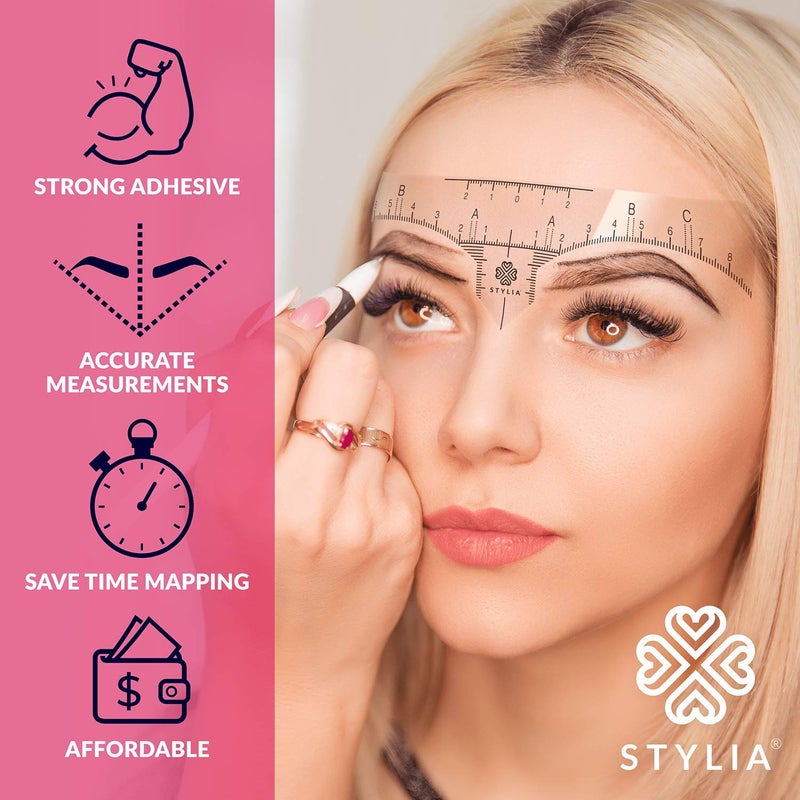 Stylia Eyebrow Stencil Kit for Women â€“ 100 Pack, Precision Brow Mapping Tool for Shaping, Best Eyebrow Stencils for Older Women & Beginners, Strong Adhesive, Universal Fit, Reusable Brow Templates - Image 2