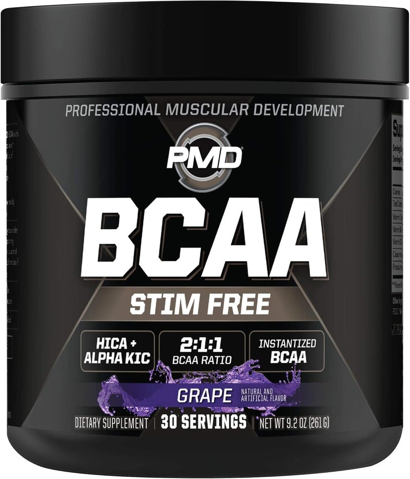 PMD PMD Sports BCAA StimFree Amino Acids  Better Workout Performance Enhanced Recovery Daily Energy Muscle Builder and Muscle Sparing  BCAA Powder Drink Mix  Grape 30 Servings - Image 1