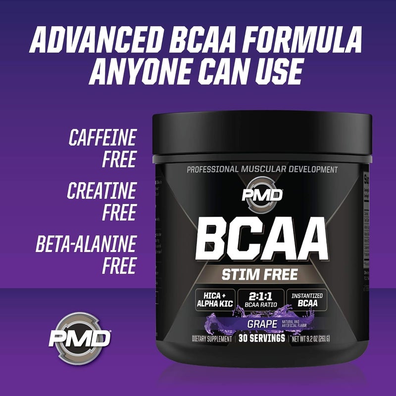 PMD PMD Sports BCAA StimFree Amino Acids  Better Workout Performance Enhanced Recovery Daily Energy Muscle Builder and Muscle Sparing  BCAA Powder Drink Mix  Grape 30 Servings - Image 3