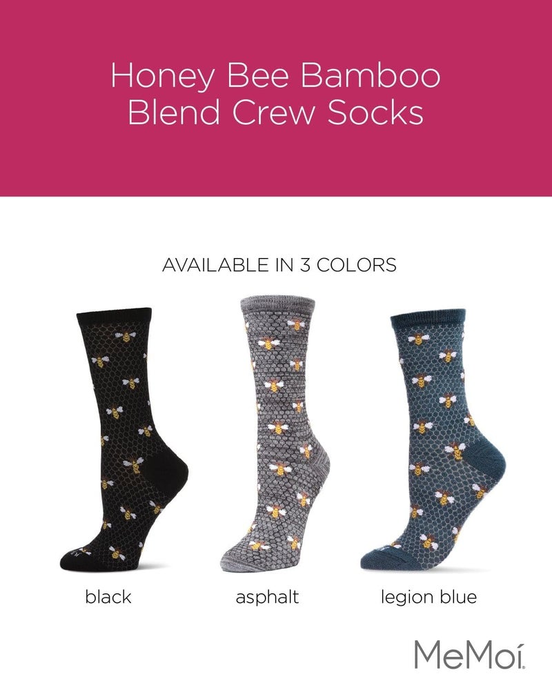 MeMoi Honey Bee Rayon Blend Crew Socks Black 9-11 - Image 2