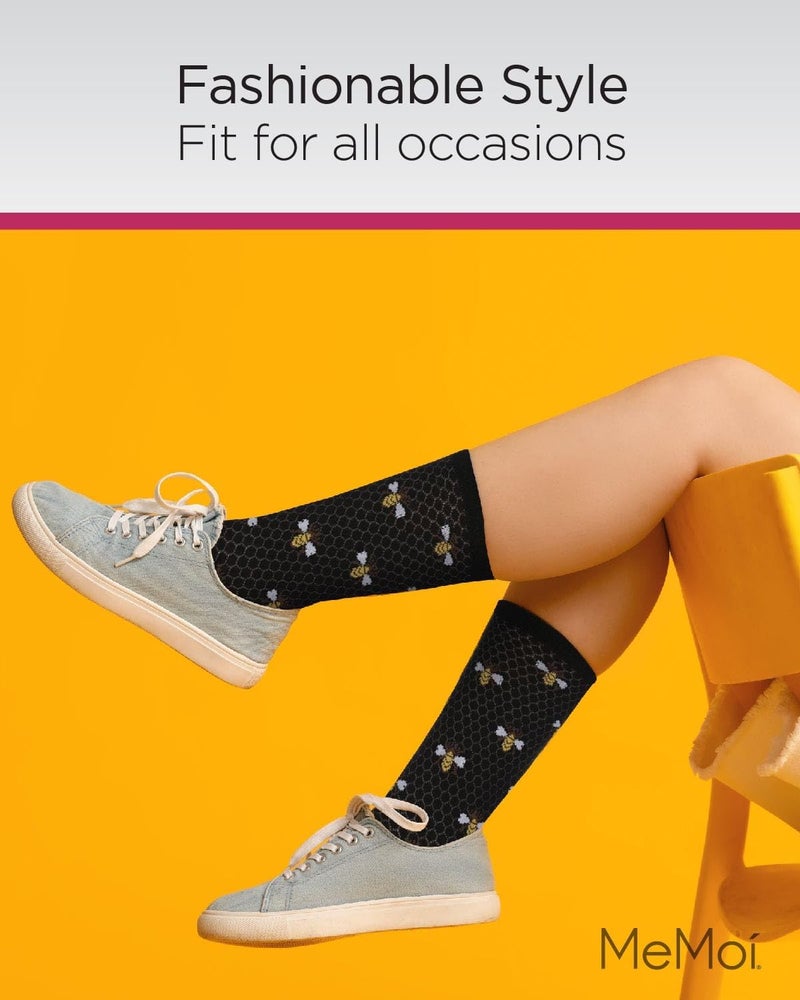 MeMoi Honey Bee Rayon Blend Crew Socks Black 9-11 - Image 5