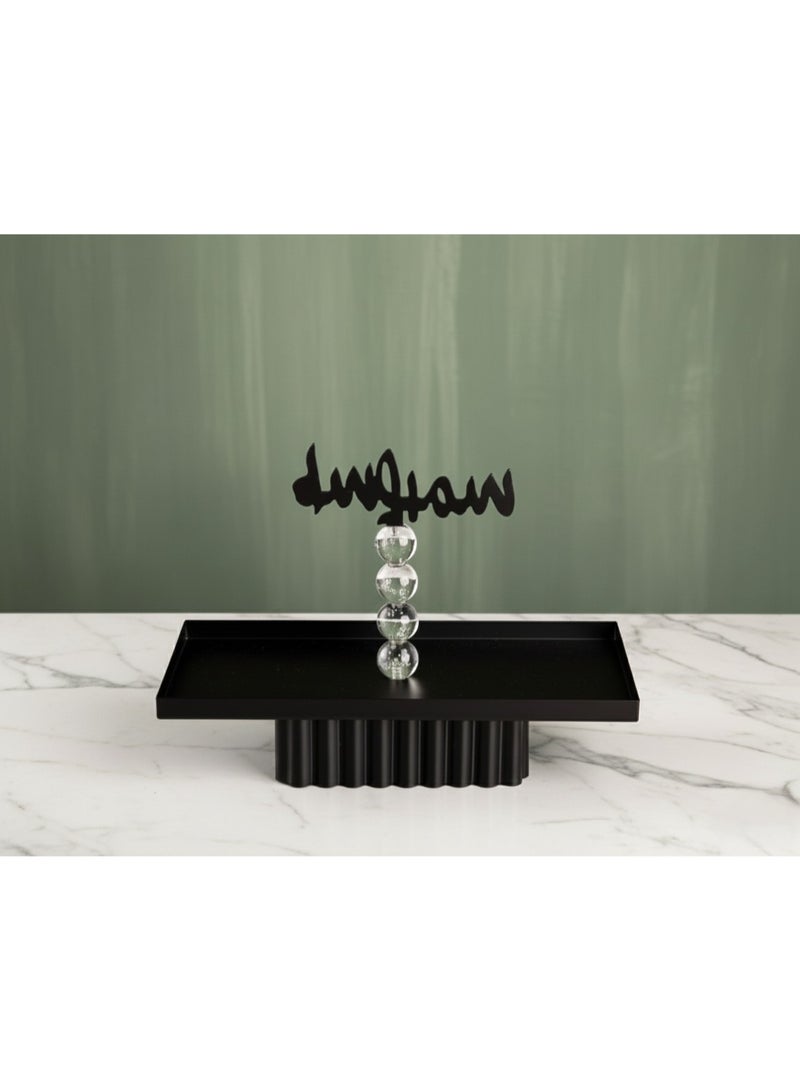 Ramadan serving dish, stainless steel with a black crystal design (samosa)