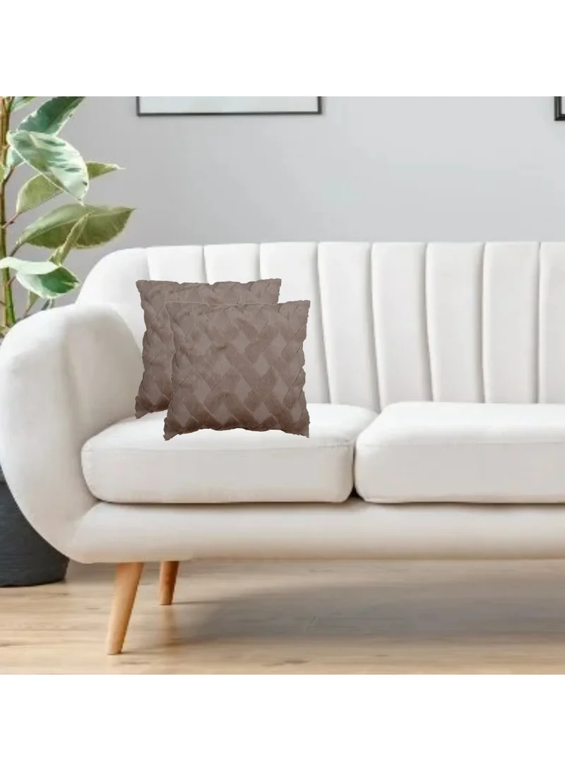 Donetella Cushion Cover,45X45 Cm (18X18 inch) 2-Pcs Decorative Throw Pillowcases Without Filler With Beautiful Abstract Art For Sofa Bed Living Room And Couch, Almond Frost