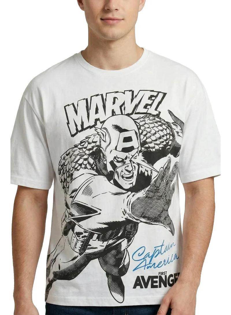 MARVEL  Marvel Men’s Marvel Captain America Sketch Graphic T-Shirt – White for Men | Best Price UAE