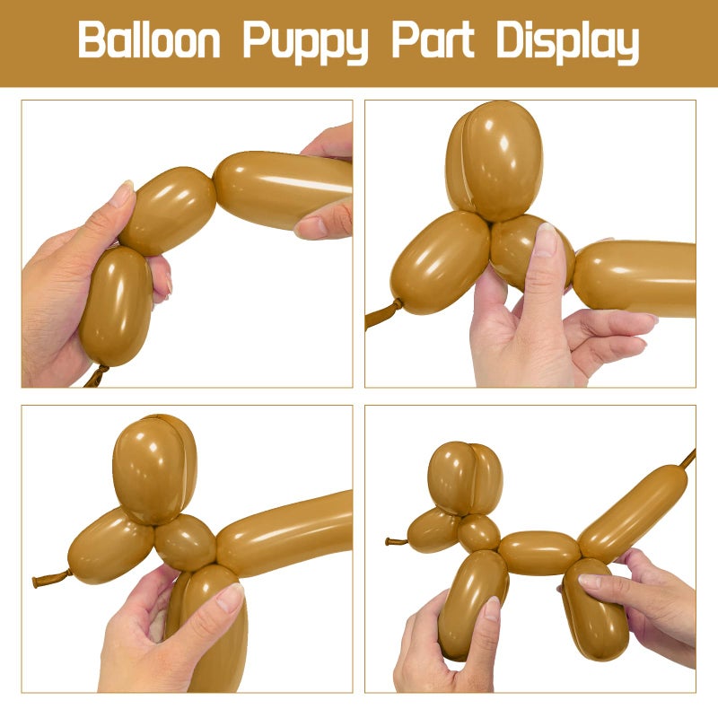 KUULBELA 100Pcs 260 Balloons Long Balloons for Balloon Garland Thickening Latex Twisting Balloon, Brown long balloons for tying Animals Modeling Halloween Christmas Party Decorations. (Card base color) - Image 4