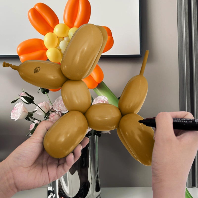 KUULBELA 100Pcs 260 Balloons Long Balloons for Balloon Garland Thickening Latex Twisting Balloon, Brown long balloons for tying Animals Modeling Halloween Christmas Party Decorations. (Card base color) - Image 5