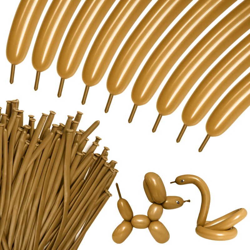 KUULBELA 100Pcs 260 Balloons Long Balloons for Balloon Garland Thickening Latex Twisting Balloon, Brown long balloons for tying Animals Modeling Halloween Christmas Party Decorations. (Card base color) - Image 1