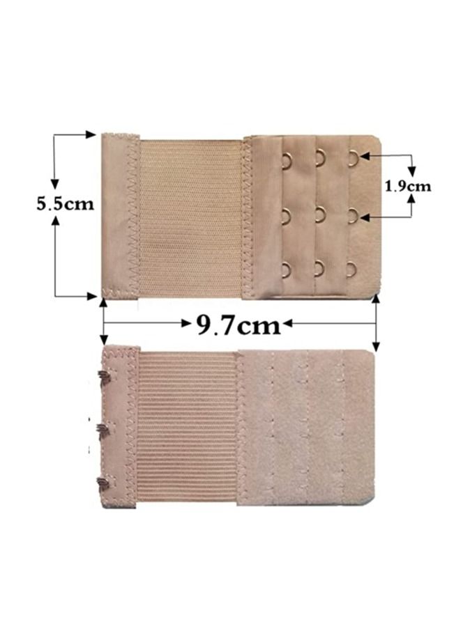 TLAXCA Women Bra Extenders Elastic Bra Strap Extenders 3 Rows 6pcs， 2and3 Hooks for Female Ladies Black Apricot White  - Image 5