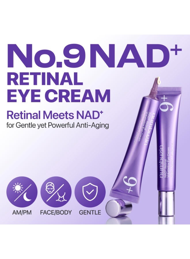 نامبوزين No.9 NAD + كريم العيون Volumetox الشبكية ، علاج مضاد للشيخوخة للتجاعيد ، الخطوط الدقيقة ، الدوائر الداكنة والبقع الداكنة ، صيغة الشبكية اللطيفة مع الببتيدات والنياسيناميد ، 0.67 فلور أوقية. - Image 2