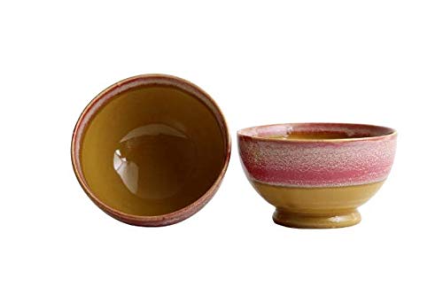 Caffeine Ceramic Handmade Mustard Pink Studio Nut Serving Bowl Set of 4 - Image 2