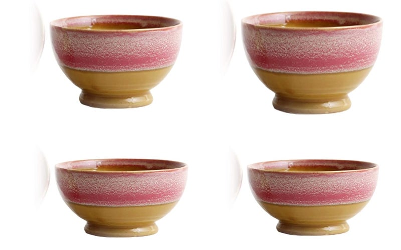 Caffeine Ceramic Handmade Mustard Pink Studio Nut Serving Bowl Set of 4 - Image 1