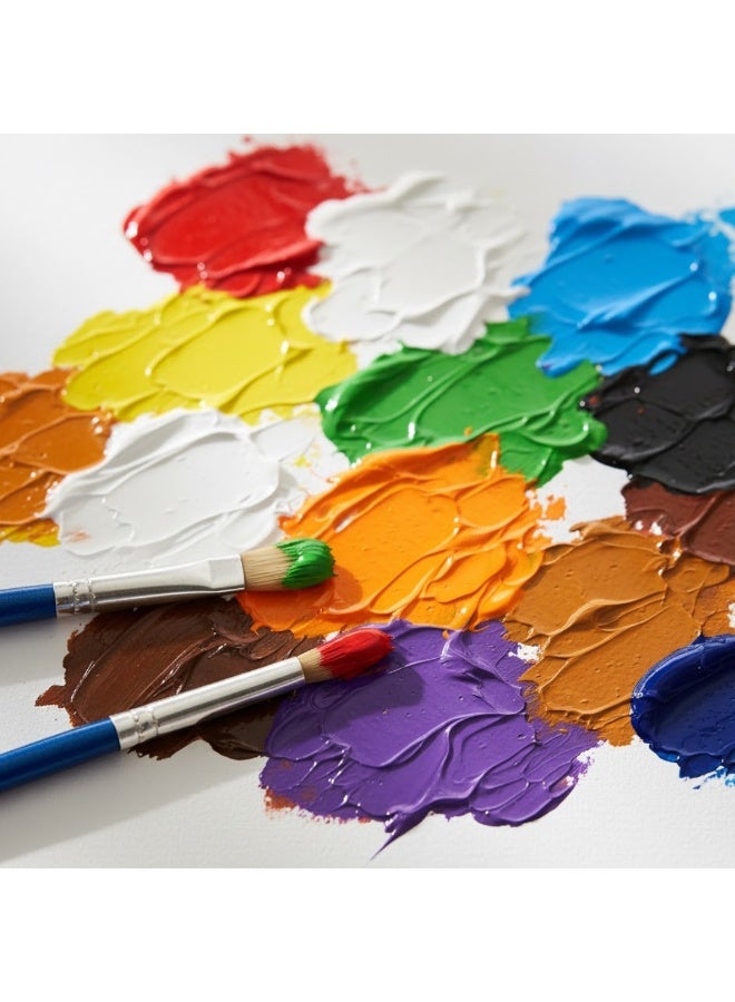 لوكاداه مجموعة ألوان أكريليك - 12 لونًا متعدد الألوان، أنابيب ألوان غير سامة مع لوحة ألوان واحدة وفرشتين، مجموعة فنية مثالية للفنانين والمبتدئين ومشاريع الحرف اليدوية واللوحات القماشية والرسم ورسم الملصقات - Image 4