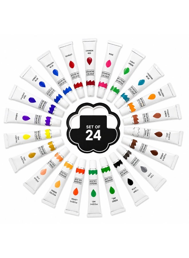 Acrylic Paint Set – 12 Colors Multicolor Non-Toxic Paint Tubes with Mixing 1 Palette & 2 Brushes, Perfect Art Kit for Artists, Beginners, Craft Projects, Canvas, Drawing & Poster Painting