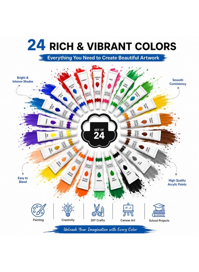 Lukadah Gouache Paint Set – 24 Vibrant Colors, 12ml Tubes with Flower-Shaped Mixing Palette, Rich Pigment Water-Based Gouache Paints for Artists, Students, Beginners, Canvas, Paper, Illustration, Craft, School, Art Projects & Professional Painting Supplies - Image 2