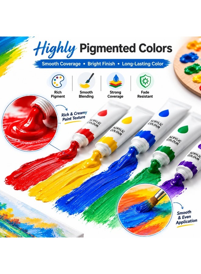 Lukadah Gouache Paint Set – 24 Vibrant Colors, 12ml Tubes with Flower-Shaped Mixing Palette, Rich Pigment Water-Based Gouache Paints for Artists, Students, Beginners, Canvas, Paper, Illustration, Craft, School, Art Projects & Professional Painting Supplies - Image 3