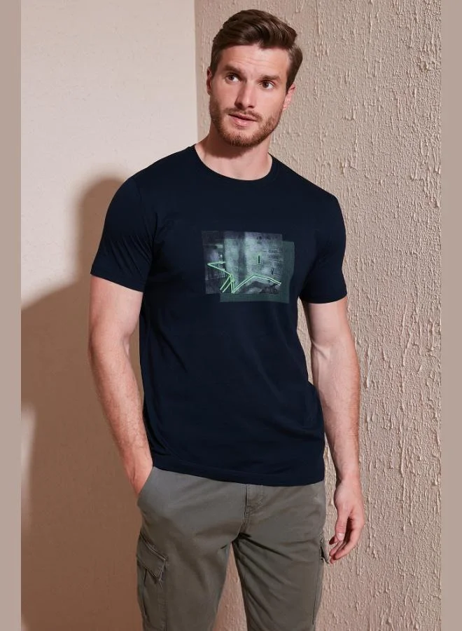 Buratti  Buratti Cotton Slim Fit Crew Neck T Shirt Men's T SHIRT 646R8120 for Men | Best Price UAE